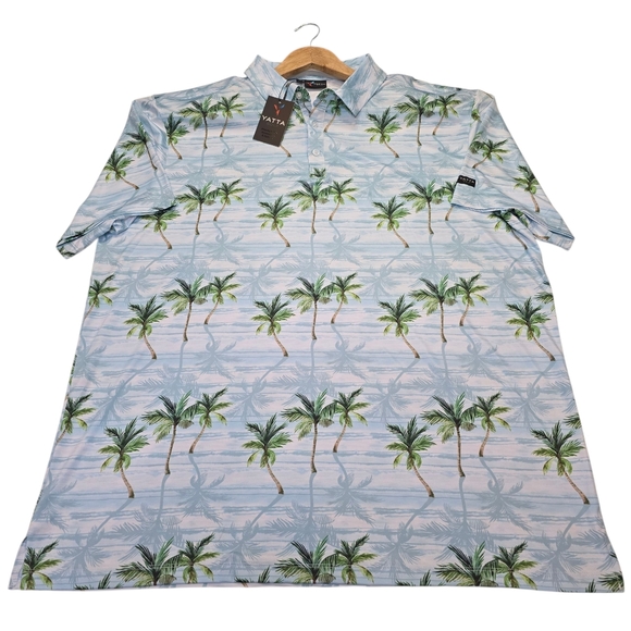 Yatta Golf Other - NWT Yatta Golf Makani Olu Olu Performance S/S Polo, Palm Tree AOP, Men's Sz 3XL